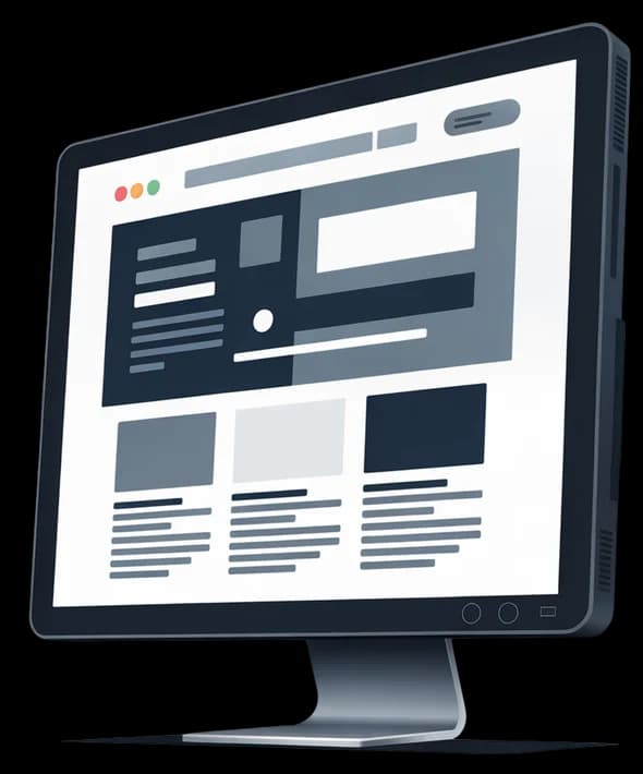 Illustration of a desktop monitor displaying a website layout